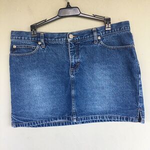 Vtg 90s Y2k Denim Mini Skirt Women 13-14 Blue Distressed Grunge Festival